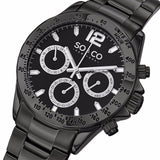 SO&CO New York Men's 5001.3 Monticello Quartz Day and Date Black Stainless Steel Link Bracelet Watch
