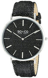 SO&CO New York Unisex 5103.1 SoHo Quartz Ivory Denim Covered Genuine Leather Strap Watch