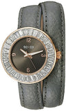 SO&CO New York Women's 5070.4 SoHo Rose Gold-Tone Crystal Watch With Grey Double-Wrap Band