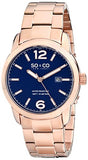 SO&CO New York Men's 5011B.2 SoHo Quartz Date Blue Dial 16K Rose-Tone  Stainless Steel Link Bracelet Watch