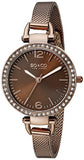 SO&CO New York Women's 5061M.4 SoHo Quartz Crystal Accent Luminous Hands Brown Mesh Bracelet Watch