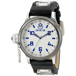 NEW Invicta 10471 Men's Russian Diver Silver and Blue Dial Black Leather Watch