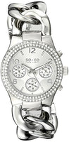 SO&CO New York Women's 5013A.1 SoHo Quartz Crystal Accent Multifunction Luminous Hands Stainless Steel Chain Link Bracelet Watch