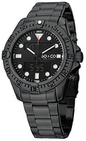 SO&CO New York Men's 5017.3 Yacht Club Analog Digital Alarm World Time Black Dial Stainless Steel Link Bracelet Watch