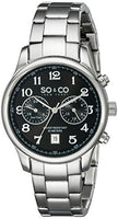 SO&CO New York Men's 5031.2 Monticello Quartz Black Dial GMT Date Stainless Steel Link Bracelet Watch
