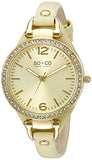 SO&CO New York Women's 5061.3 SoHo Quartz Gold Tone Case Light Green Slim Leather Strap Watch