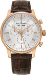 Alexander Statesman Chieftain Wrist Watch For Men - Brown Leather Analog Swiss Watch - Stainless Steel Plated Rose Gold Watch - Silver Dial Day Date Month Mens Chronograph Watch - Mens Designer Watch A101-05
