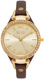 SO&CO New York Women's 5061.2 SoHo Quartz Gold Tone Case Brown Slim Leather Strap Watch