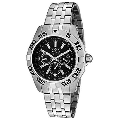 Invicta Signature II Black Dial Chronograph Stainless Steel Mens Watch 7301