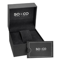 SO&CO New York Men's 5004.2 Monticello Quartz GMT Day and Date Stainless Steel Link Bracelet Watch