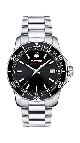 Movado Men's Series 800 Sport Stainless Watch with Printed Index Dial, Silver/Black (Model 2600135)