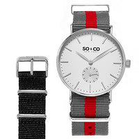 SO&CO New York Men's 'Madison' Quartz Stainless Steel and Canvas Casual Watch, Color:Grey (Model: 5265.SET.2)