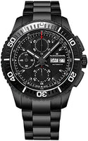 Alexander Vanquish Olyn Mens All Black Stainless Steel Watch Day Date Tachymeter Chronograph - Screw Down Crown Swiss Made Analog Automatic Diver Watch A420-02 - Alexander Automatic Watches For Men