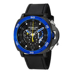 Men's Admiral SL Swiss Quartz Chronograph Black Case, Blue Bezel, Black Leather Strap..