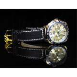 Invicta 10294 Men's Specialty Gold Tone Dial Black Leather Watch