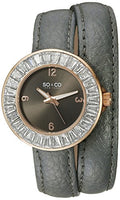 SO&CO New York Women's 5070.4 SoHo Rose Gold-Tone Crystal Watch With Grey Double-Wrap Band