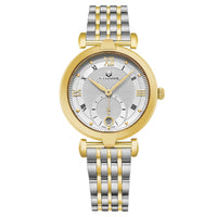 Alexander Monarch Olympias Date Silver Large Face Watch For Women - Swiss Quartz Stainless Steel Two Tone Band Elegant Ladies Fashion Dress Watch A202B-02