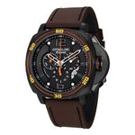 Men's Admiral SL Swiss Quartz Chronograph Black Case, Brown Bezel, Brown Leather Strap