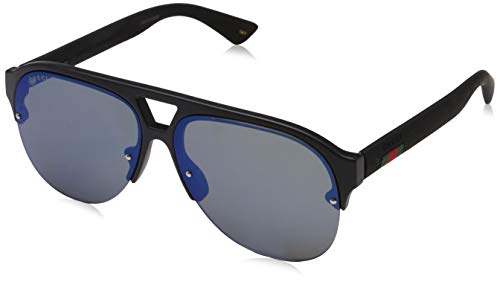 Gucci GG0170S 002 Black/Blue Black/Blue Mirrored Sunglasses