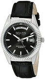 SO&CO New York Men's 5041.1 Madison Quartz Day and Date Black Leather Strap Watch