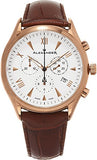 Alexander Heroic Pella Wrist Watch For Men - Brown Leather Analog Swiss Watch - Stainless Steel Plated Rose Gold Watch - Silver White Dial Mens Chronograph Watch - Mens Designer Watch A021-04