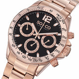 SO&CO New York Men's 5001.4 Monticello Quartz GMT Day and Date16K Rose Gold-Tone Link Bracelet Watch