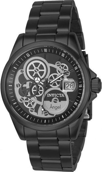 Invicta Women's 23570 Angel Quartz 3 Hand Black, Silver Dial Watch