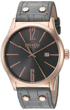 SO&CO New York Men's 5098.4 Madison Quartz Rose-Tone Case Date Grey Genuine Leather Strap Watch