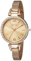 SO&CO New York Women's 5061M.2 SoHo Quartz Crystal Accent 16K Rose Tone Stainless Steel Mesh Bracelet Watch