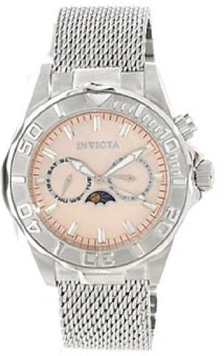 Invicta 80323 Mens Pro Diver Moonphase Rose Gold Dial Stainless Steel Watch