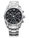 SO&CO New York Men's 5009.1 Madison Quartz Day and Date Black Dial Stainless Steel Link Bracelet Watch