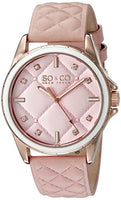 SO&CO New York Women's 5201.4 SoHo Quartz Light Pink Quilted-Leather Strap Watch