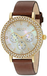 SO&CO New York Women's 5216L.3 Madison Quartz Crystal Accent Dial Day and Date GMT Brown Genuine Leather Strap Watch