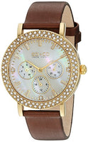 SO&CO New York Women's 5216L.3 Madison Quartz Crystal Accent Dial Day and Date GMT Brown Genuine Leather Strap Watch