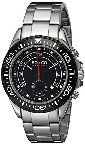 SO&CO New York Men's 5015.3 Yacht Club Stainless Steel Chronograph Date Stainless Steel Link Bracelet Watch