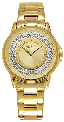 Womens Crystal Outer Dial Quartz Watch, Gold Tone Case on Gold Tone Polished Link Bracelet, Gold Tone Dial, Gold Tone Bezel, with Crystal and Gold Tone Accents