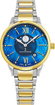 Alexander Monarch Vassilis Moon Phase Date 35 MM Blue Mother of Pearl DIAMOND Face Stainless Steel Yellow Gold Watch For Women - Swiss Quartz Elegant Two Tone Ladies Fashion Dress Watch AD204B-03