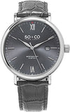 SO & CO New York Men's 5266L.2 Grey Leather Watch