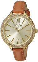 SO&CO New York Women's 5089.2 SoHo Quartz Crystal Accent Beige Leather Band Watch