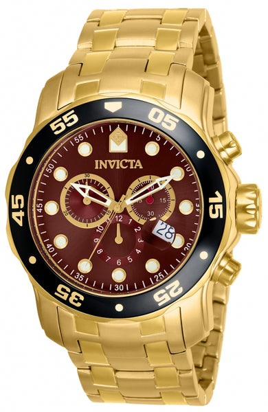 Invicta Men's 80065 Pro Diver Quartz 3 Hand Brown Dial Watch
