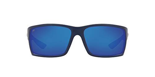 Costa Del Mar Men's Reefton Polarized Rectangular Sunglasses, Matte Dark Blue/Blue Mirrored Polarized-580P, 64 mm