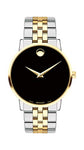 Movado Men's Museum Two Tone Watch with a Concave Dot Museum Dial, Gold/Silver/Black (Model 607200)