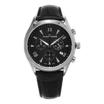 Alexander Heroic Pella Wrist Watch For Men - Black Leather Analog Swiss Watch - Black Dial Mens Chronograph Watch - Stainless Steel Mens Designer Watch A021-01