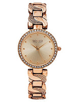 SO&CO New York Women's 5062.3 SoHo Quartz Crystal Accent 16K Rose Tone Chain Link Bracelet Watch