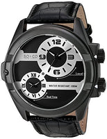 SO&CO New York Men's 'Madison' Quartz Metal and Leather Dress Watch, Color:Black