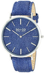 SO&CO New York Unisex 5103.2 SoHo Quartz Blue Denim Covered Genuine Leather Strap Watch