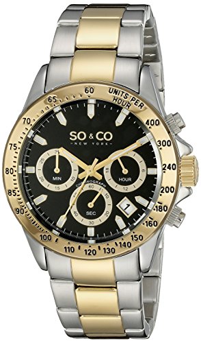 SO&CO New York Men's 5001A.2 Monticello Quartz Date Chronograph Two-Tone Stainless Steel Bracelet Watch