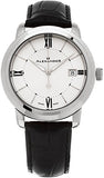 Alexander Heroic Macedon Wrist Watch For Women - Black Leather Stainless Steel Analog Swiss Watch - Silver White Dial Date Womens Designer Watch A111-02