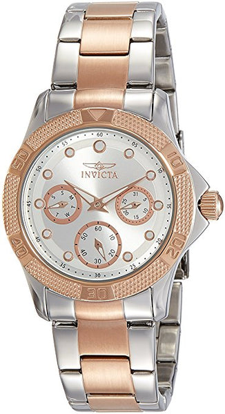 Invicta Women's Angel Rose Gold-Tone Quartz Silver-Tone Dial Analog Watch 21762