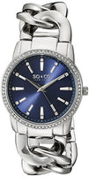SO&CO New York Women's 5071.2 SoHo Quartz Crystal Accent Blue Dial Chain Link Bracelet Watch